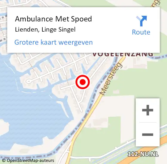 Locatie op kaart van de 112 melding: Ambulance Met Spoed Naar Lienden, Linge Singel op 15 februari 2021 08:07