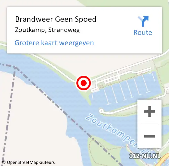 Locatie op kaart van de 112 melding: Brandweer Geen Spoed Naar Zoutkamp, Strandweg op 3 oktober 2013 19:07