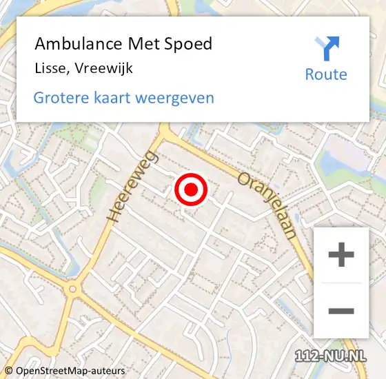 Locatie op kaart van de 112 melding: Ambulance Met Spoed Naar Lisse, Vreewijk op 15 februari 2021 08:34