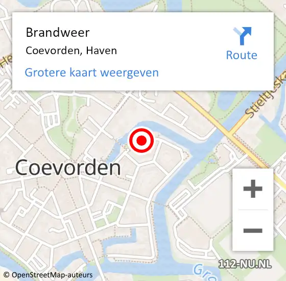 Locatie op kaart van de 112 melding: Brandweer Coevorden, Haven op 2 juni 2014 10:11