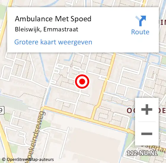 Locatie op kaart van de 112 melding: Ambulance Met Spoed Naar Bleiswijk, Emmastraat op 15 februari 2021 10:30