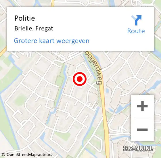 Locatie op kaart van de 112 melding: Politie Brielle, Fregat op 15 februari 2021 12:09