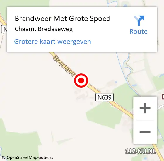 Locatie op kaart van de 112 melding: Brandweer Met Grote Spoed Naar Chaam, Bredaseweg op 15 februari 2021 13:17