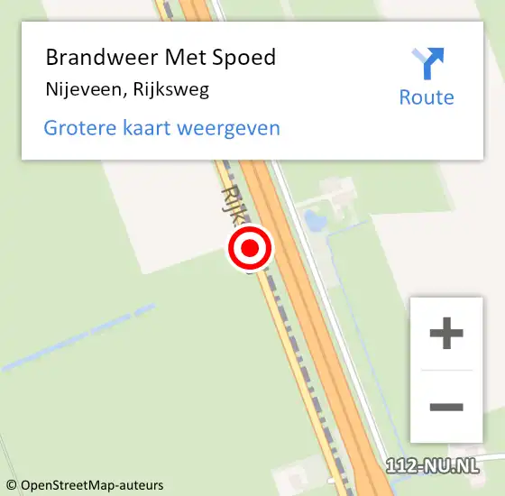 Locatie op kaart van de 112 melding: Brandweer Met Spoed Naar Nijeveen, Rijksweg op 2 juni 2014 10:43