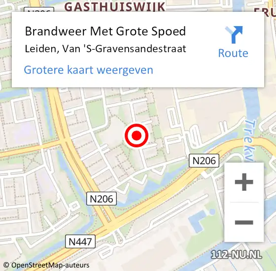 Locatie op kaart van de 112 melding: Brandweer Met Grote Spoed Naar Leiden, Van 'S-Gravensandestraat op 15 februari 2021 13:32