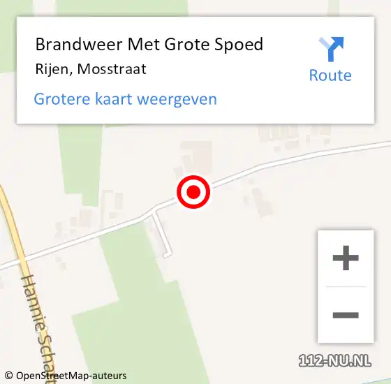 Locatie op kaart van de 112 melding: Brandweer Met Grote Spoed Naar Rijen, Mosstraat op 15 februari 2021 13:55