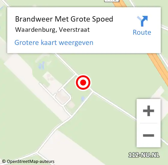 Locatie op kaart van de 112 melding: Brandweer Met Grote Spoed Naar Waardenburg, Veerstraat op 15 februari 2021 13:59