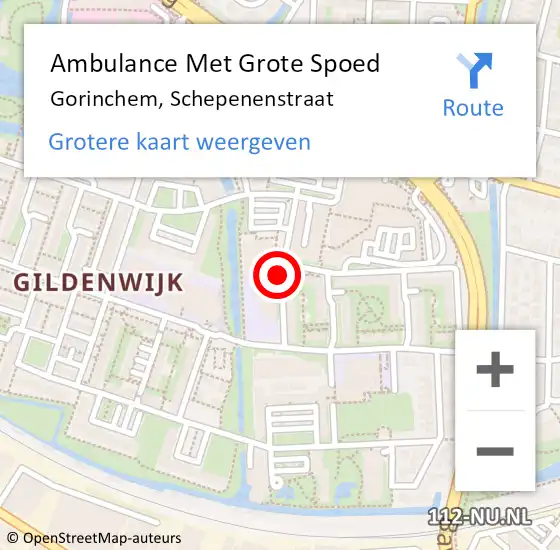 Locatie op kaart van de 112 melding: Ambulance Met Grote Spoed Naar Gorinchem, Schepenenstraat op 15 februari 2021 14:36