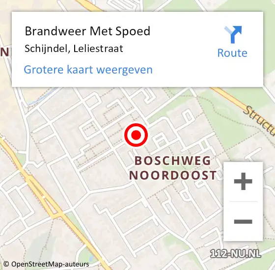 Locatie op kaart van de 112 melding: Brandweer Met Spoed Naar Schijndel, Leliestraat op 15 februari 2021 15:16