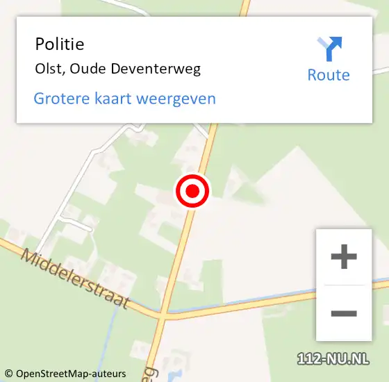 Locatie op kaart van de 112 melding: Politie Olst, Oude Deventerweg op 15 februari 2021 15:18