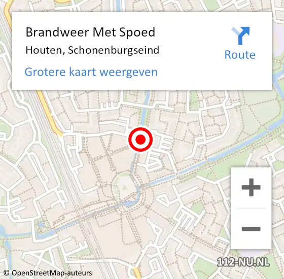 Locatie op kaart van de 112 melding: Brandweer Met Spoed Naar Houten, Schonenburgseind op 15 februari 2021 16:12