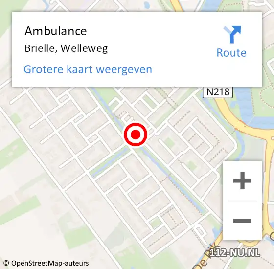 Locatie op kaart van de 112 melding: Ambulance Brielle, Welleweg op 15 februari 2021 16:44