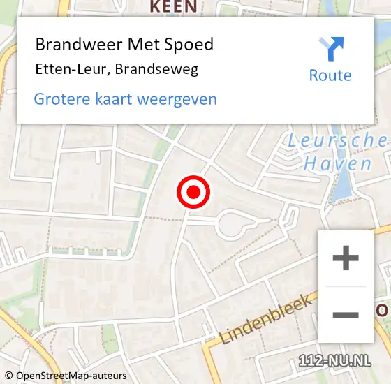 Locatie op kaart van de 112 melding: Brandweer Met Spoed Naar Etten-Leur, Brandseweg op 15 februari 2021 16:47