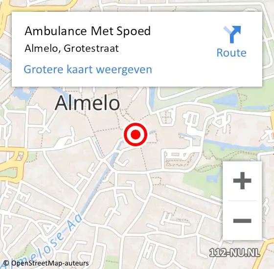 Locatie op kaart van de 112 melding: Ambulance Met Spoed Naar Almelo, Grotestraat op 15 februari 2021 16:49