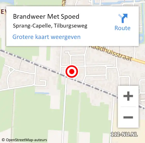 Locatie op kaart van de 112 melding: Brandweer Met Spoed Naar Sprang-Capelle, Tilburgseweg op 15 februari 2021 16:59