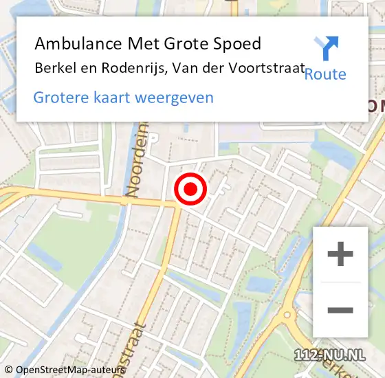 Locatie op kaart van de 112 melding: Ambulance Met Grote Spoed Naar Berkel en Rodenrijs, Van der Voortstraat op 15 februari 2021 21:00