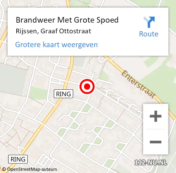 Locatie op kaart van de 112 melding: Brandweer Met Grote Spoed Naar Rijssen, Graaf Ottostraat op 15 februari 2021 22:13