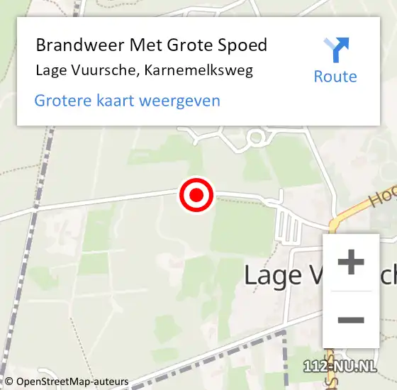 Locatie op kaart van de 112 melding: Brandweer Met Grote Spoed Naar Lage Vuursche, Karnemelksweg op 2 juni 2014 11:32