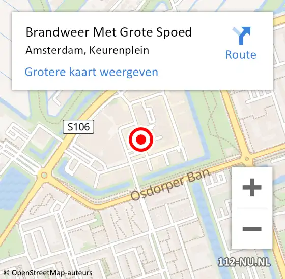 Locatie op kaart van de 112 melding: Brandweer Met Grote Spoed Naar Amsterdam, Keurenplein op 16 februari 2021 00:29