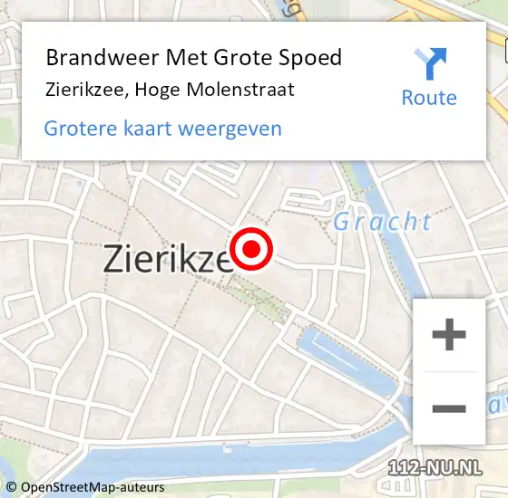 Locatie op kaart van de 112 melding: Brandweer Met Grote Spoed Naar Zierikzee, Hoge Molenstraat op 16 februari 2021 00:58