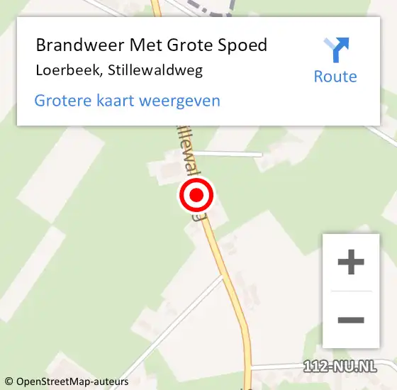 Locatie op kaart van de 112 melding: Brandweer Met Grote Spoed Naar Loerbeek, Stillewaldweg op 16 februari 2021 01:43