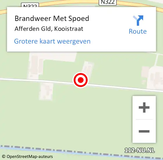 Locatie op kaart van de 112 melding: Brandweer Met Spoed Naar Afferden Gld, Kooistraat op 2 juni 2014 11:40