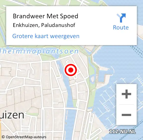 Locatie op kaart van de 112 melding: Brandweer Met Spoed Naar Enkhuizen, Paludanushof op 16 februari 2021 03:49