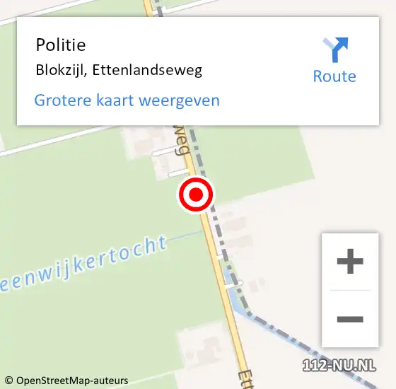 Locatie op kaart van de 112 melding: Politie Blokzijl, Ettenlandseweg op 16 februari 2021 09:04