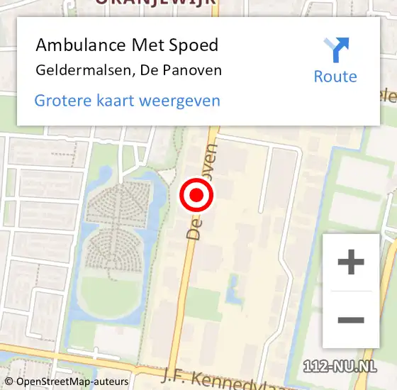 Locatie op kaart van de 112 melding: Ambulance Met Spoed Naar Geldermalsen, De Panoven op 16 februari 2021 09:40