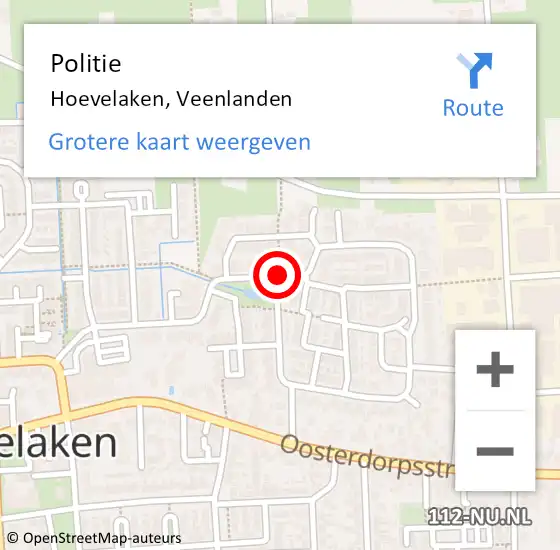 Locatie op kaart van de 112 melding: Politie Hoevelaken, Veenlanden op 16 februari 2021 10:13