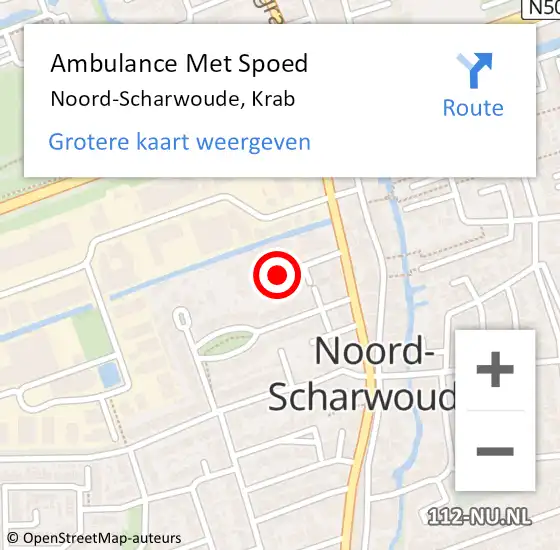 Locatie op kaart van de 112 melding: Ambulance Met Spoed Naar Noord-Scharwoude, Krab op 16 februari 2021 10:39