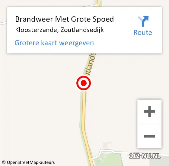 Locatie op kaart van de 112 melding: Brandweer Met Grote Spoed Naar Kloosterzande, Zoutlandsedijk op 16 februari 2021 11:10