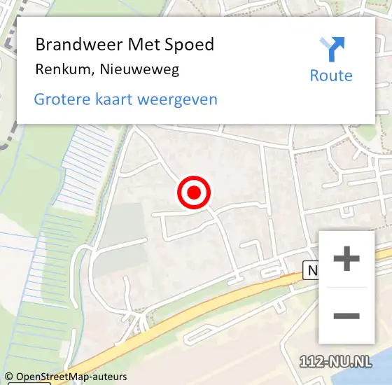 Locatie op kaart van de 112 melding: Brandweer Met Spoed Naar Renkum, Nieuweweg op 16 februari 2021 12:09