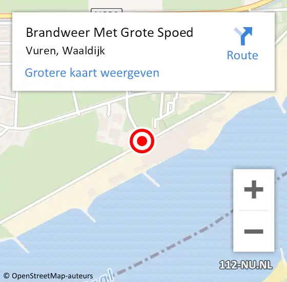 Locatie op kaart van de 112 melding: Brandweer Met Grote Spoed Naar Vuren, Waaldijk op 16 februari 2021 12:14