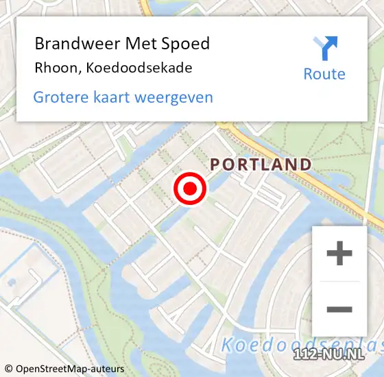 Locatie op kaart van de 112 melding: Brandweer Met Spoed Naar Rhoon, Koedoodsekade op 16 februari 2021 12:20