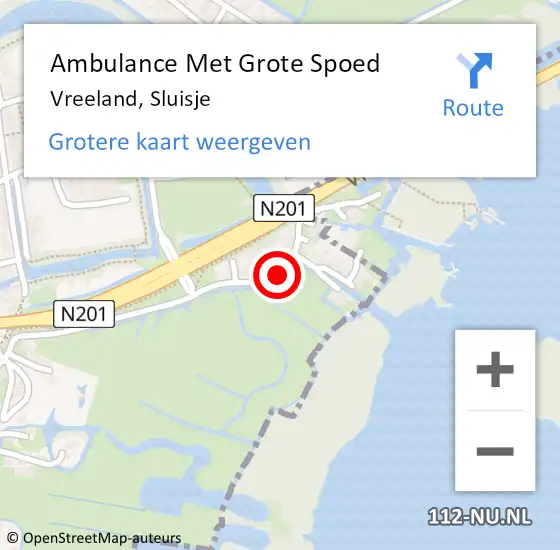 Locatie op kaart van de 112 melding: Ambulance Met Grote Spoed Naar Vreeland, Sluisje op 16 februari 2021 12:40