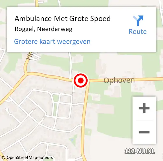 Locatie op kaart van de 112 melding: Ambulance Met Grote Spoed Naar Roggel, Neerderweg op 16 februari 2021 13:49