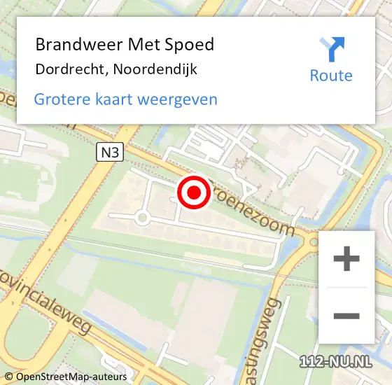 Locatie op kaart van de 112 melding: Brandweer Met Spoed Naar Dordrecht, Noordendijk op 16 februari 2021 14:50