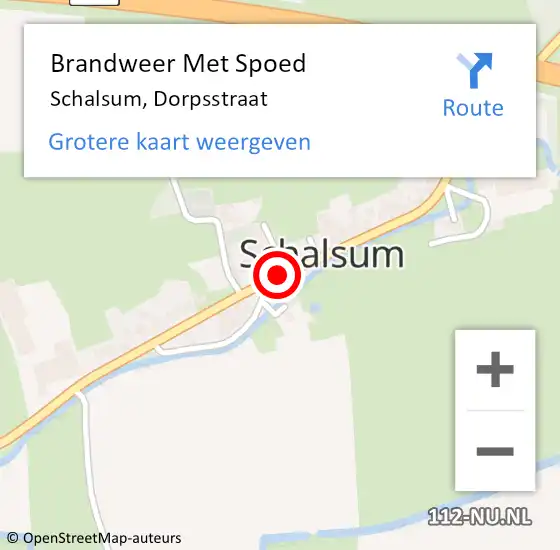 Locatie op kaart van de 112 melding: Brandweer Met Spoed Naar Schalsum, Dorpsstraat op 16 februari 2021 17:42