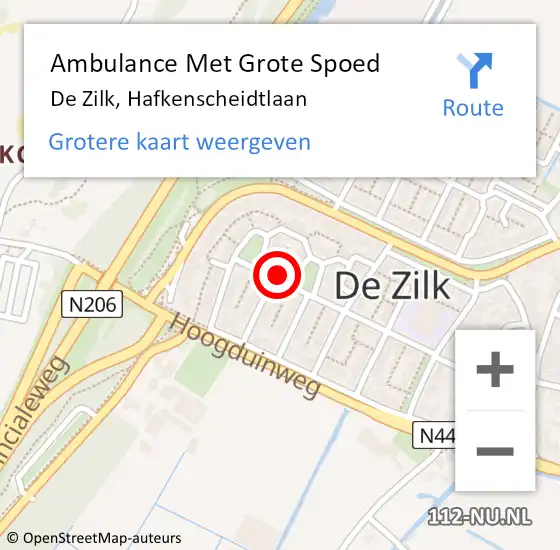 Locatie op kaart van de 112 melding: Ambulance Met Grote Spoed Naar De Zilk, Hafkenscheidtlaan op 2 juni 2014 12:43