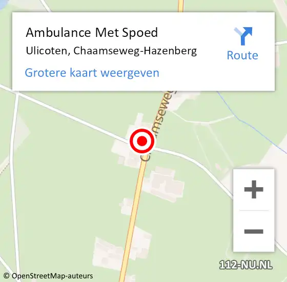 Locatie op kaart van de 112 melding: Ambulance Met Spoed Naar Ulicoten, Chaamseweg-Hazenberg op 2 juni 2014 12:49