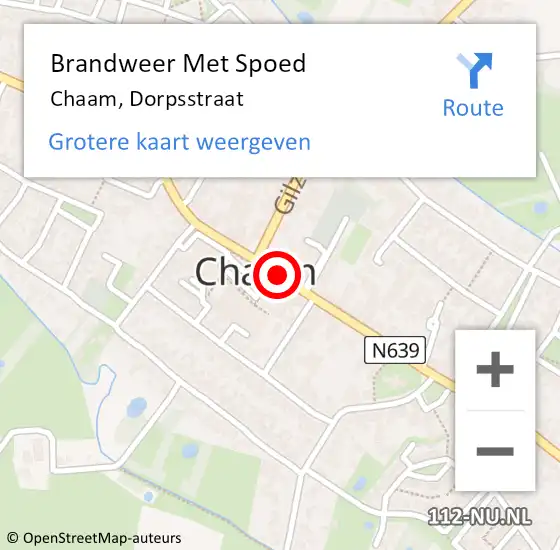 Locatie op kaart van de 112 melding: Brandweer Met Spoed Naar Chaam, Dorpsstraat op 16 februari 2021 19:57