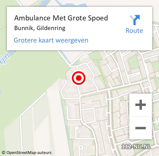 Locatie op kaart van de 112 melding: Ambulance Met Grote Spoed Naar Bunnik, Gildenring op 16 februari 2021 20:20