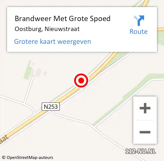 Locatie op kaart van de 112 melding: Brandweer Met Grote Spoed Naar Oostburg, Nieuwstraat op 16 februari 2021 20:43
