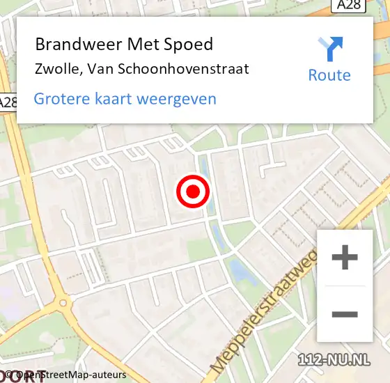 Locatie op kaart van de 112 melding: Brandweer Met Spoed Naar Zwolle, Van Schoonhovenstraat op 3 oktober 2013 19:29