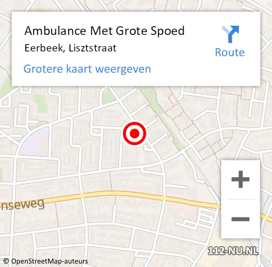 Locatie op kaart van de 112 melding: Ambulance Met Grote Spoed Naar Eerbeek, Lisztstraat op 2 juni 2014 12:57