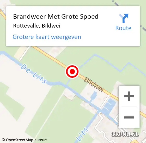 Locatie op kaart van de 112 melding: Brandweer Met Grote Spoed Naar Rottevalle, Bildwei op 16 februari 2021 20:58