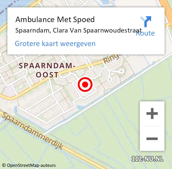 Locatie op kaart van de 112 melding: Ambulance Met Spoed Naar Spaarndam, Clara Van Spaarnwoudestraat op 16 februari 2021 21:07