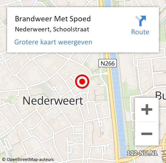 Locatie op kaart van de 112 melding: Brandweer Met Spoed Naar Nederweert, Schoolstraat op 16 februari 2021 21:36