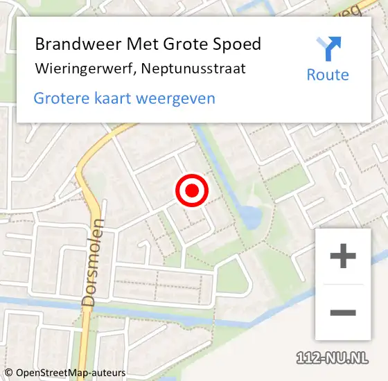 Locatie op kaart van de 112 melding: Brandweer Met Grote Spoed Naar Wieringerwerf, Neptunusstraat op 16 februari 2021 23:44